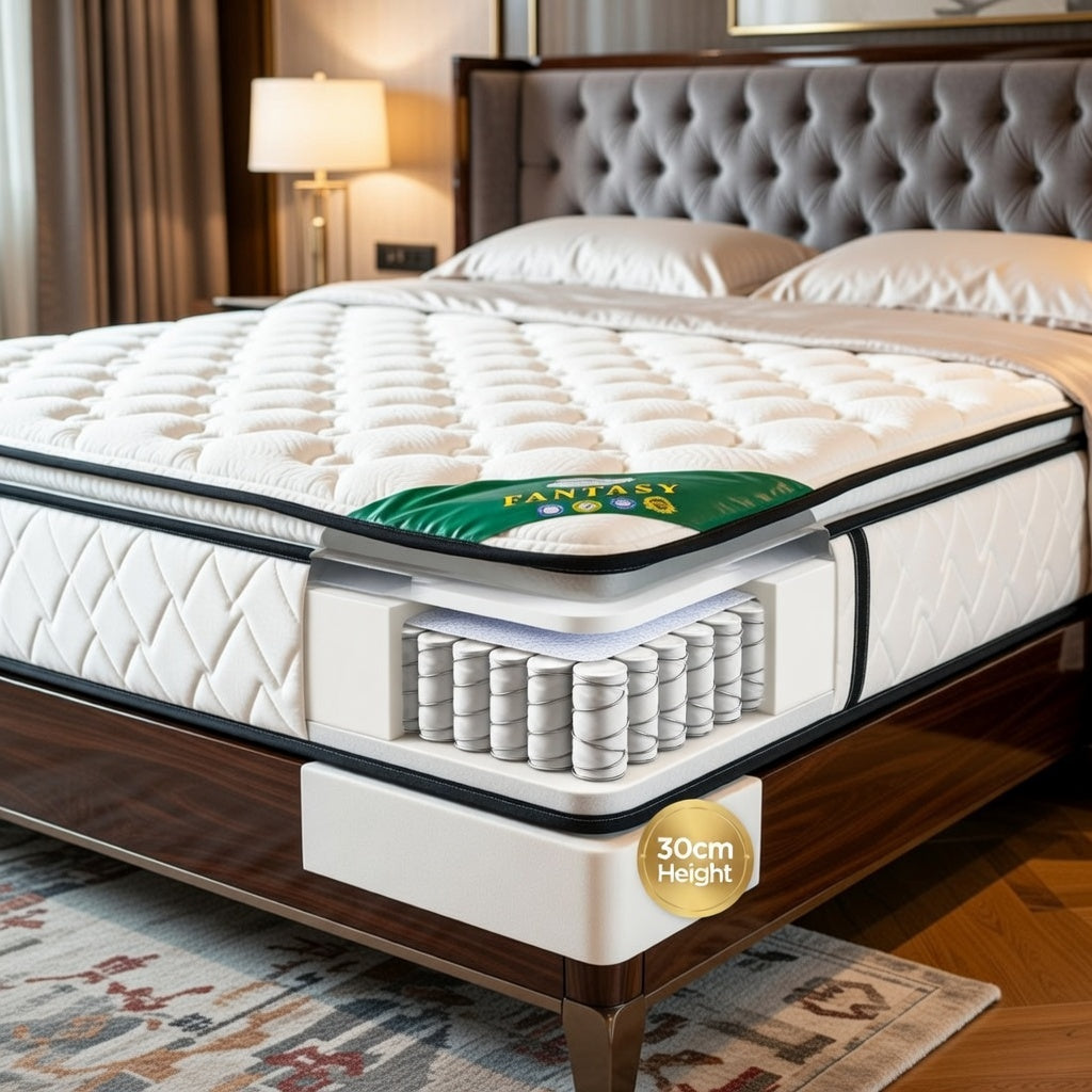 Spring 30cm Fantasy Premium Mattress 30cm– Memory Foam + Pocket Springs – Luxury H ...