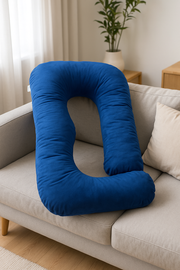 U-Shaped Pregnancy Pillow Full Body Maternity Pillow for Pregnant Women Side Sleeping Support for Back Belly Legs with Washable Velvet Cover Navy Blue